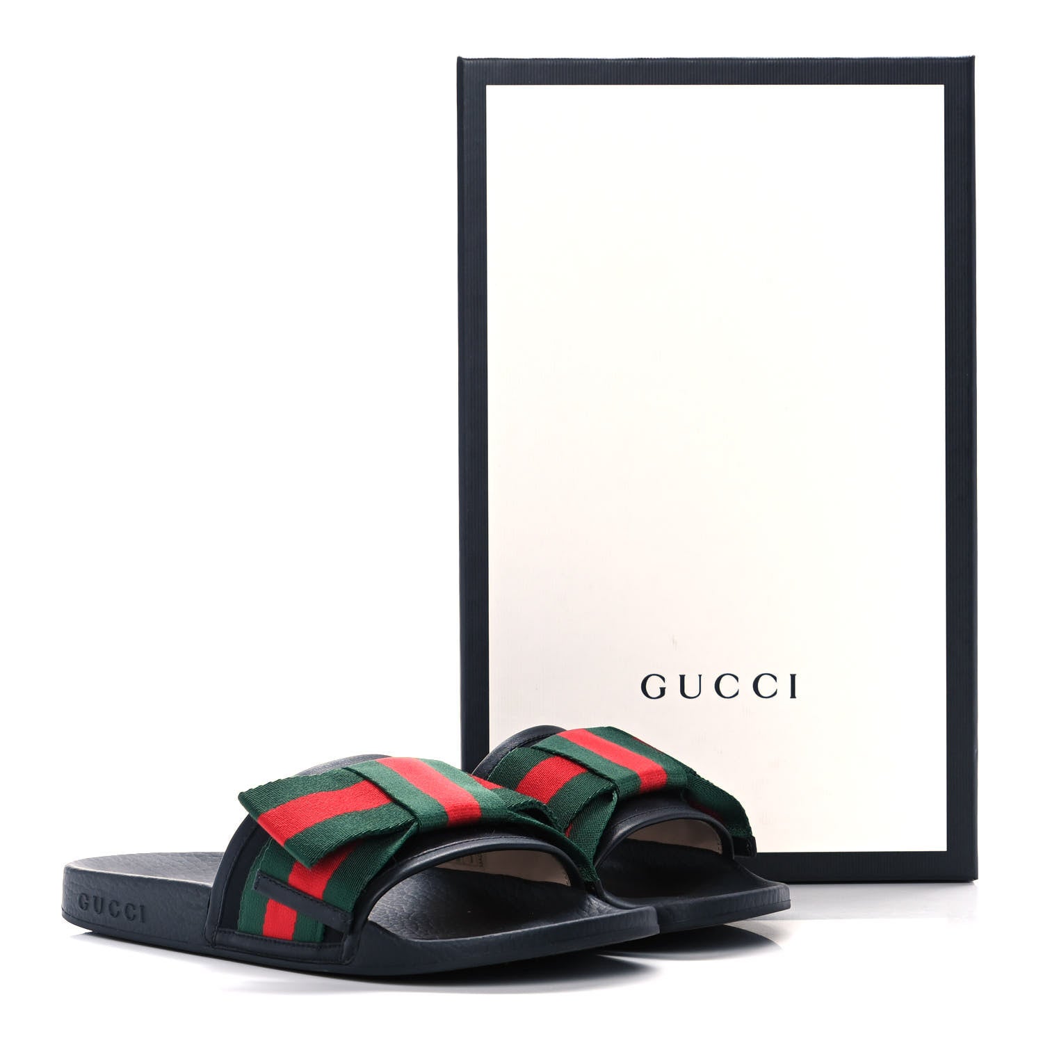 Gucci Satin Web Bow Slide Sandals 36 Black 9 of 9