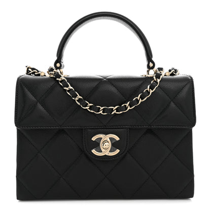 Chanel Caviar Quilted Retro Mini Twist Top Handle Clutch Flap Black 1 of 10