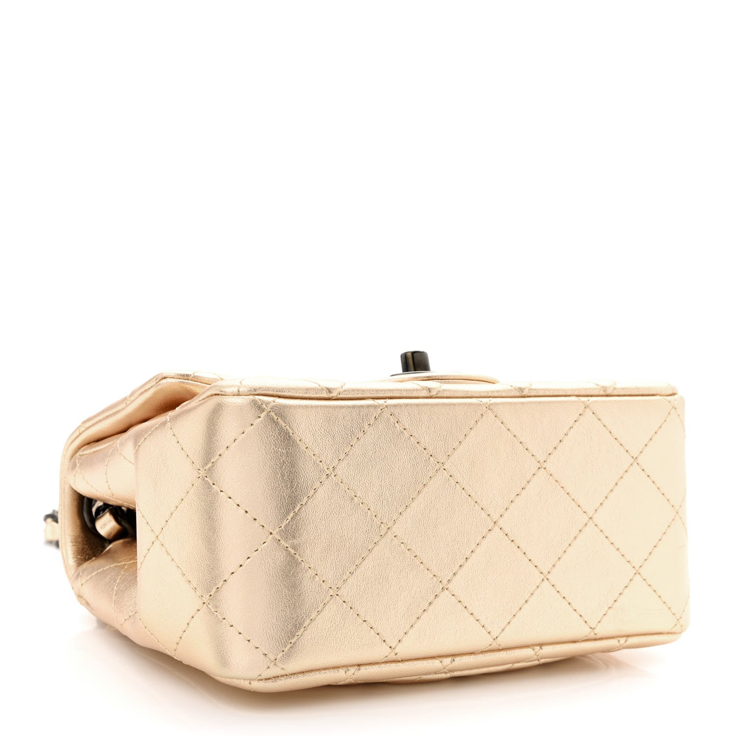 Chanel Metallic Lambskin Quilted Mini Square Flap Gold Black 3 of 10