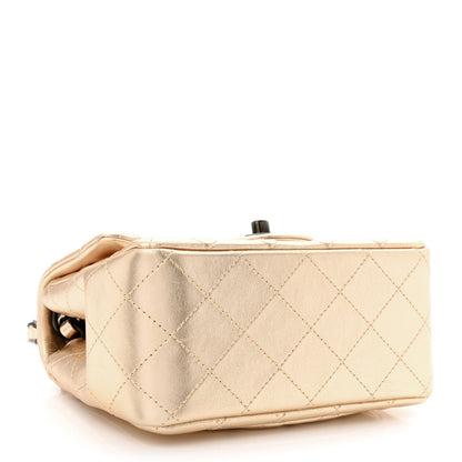 Chanel Metallic Lambskin Quilted Mini Square Flap Gold Black 3 of 10