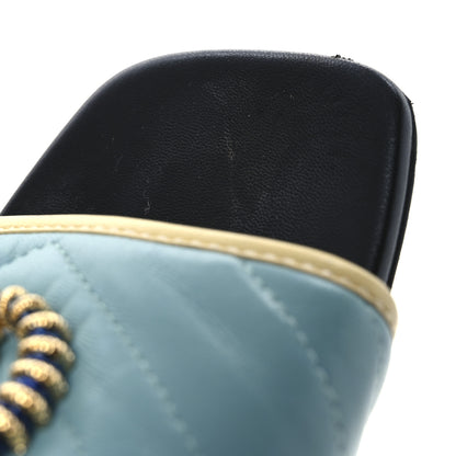 Gucci Malaga Kid Matelasse Enamel GG Marmont Flat Slide Sandals 38 Dusty Azure Burro 12 of 13