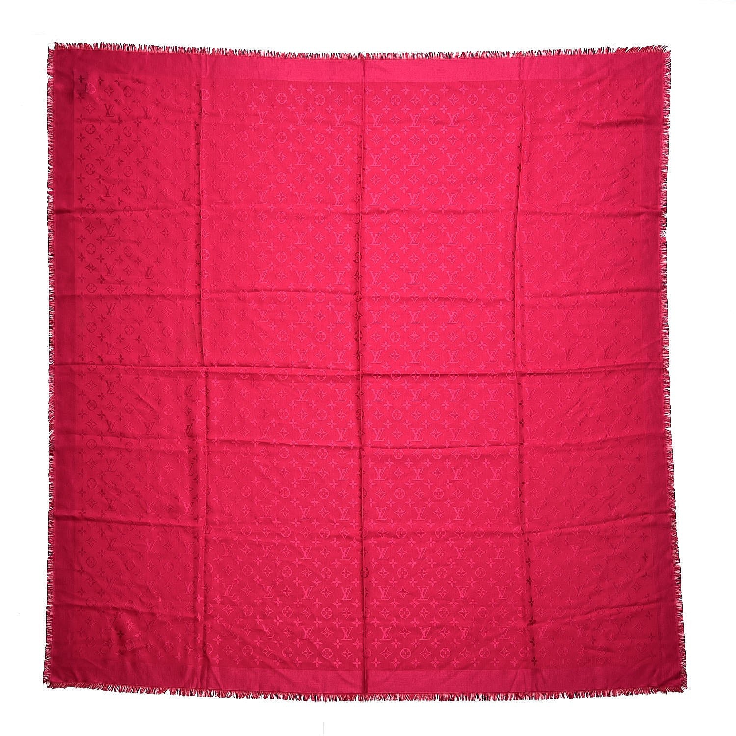 Louis Vuitton Wool Silk Monogram Shawl Strass Pink 1 of 3