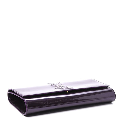 Saint Laurent Patent Calfskin Monogram Large Belle De Jour Clutch Purple 3 of 8