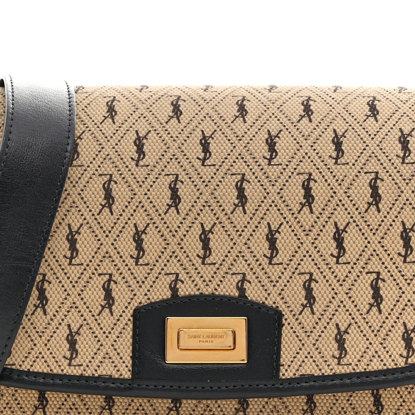 Canvas Monogram All Over Satchel Bag Beige