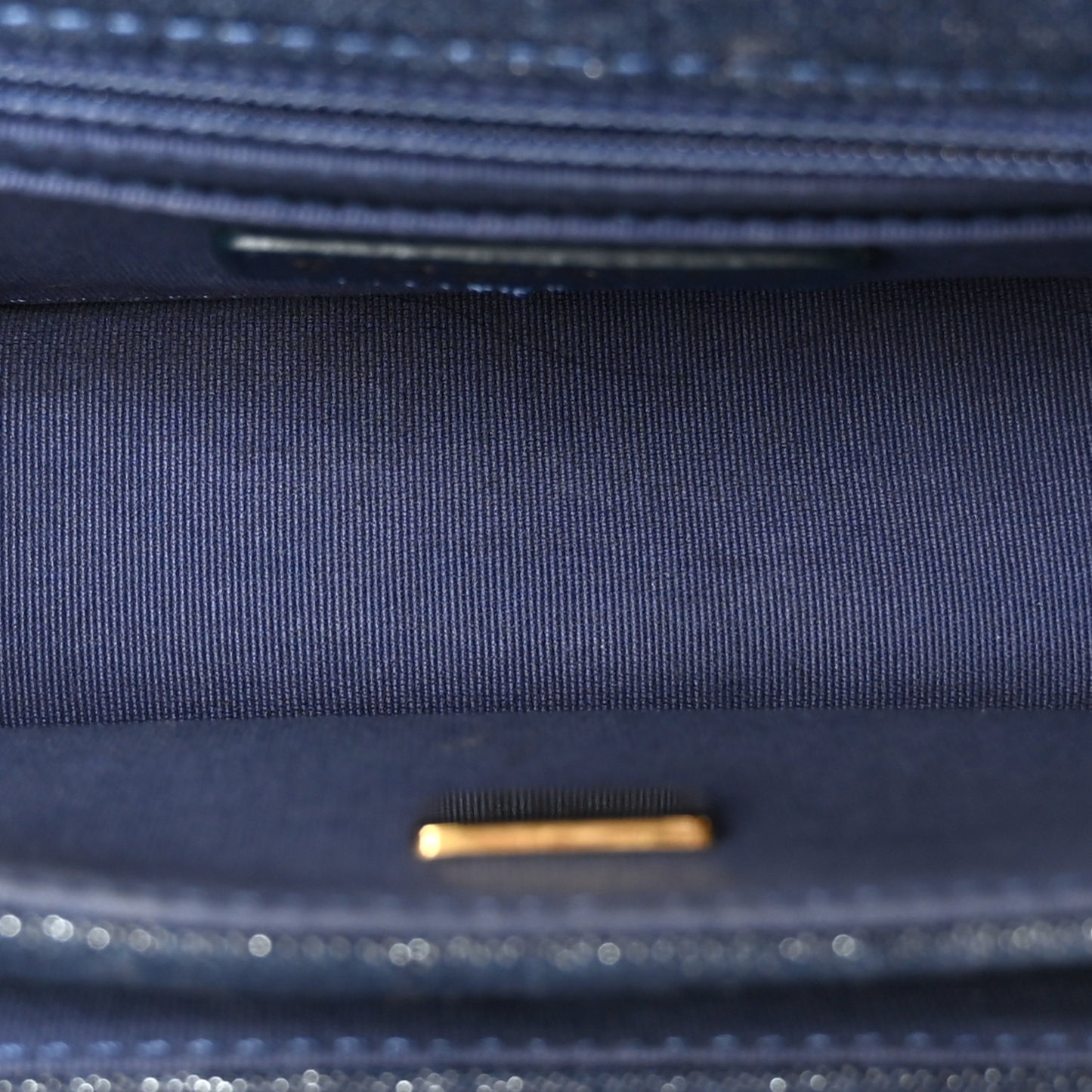 Denim Quilted Double You Mini Flap  Blue Golden