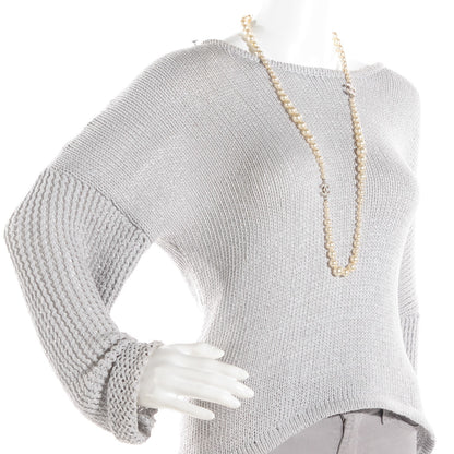 Chanel Graduated Pearl CC Long Necklace Silver 2 of 5