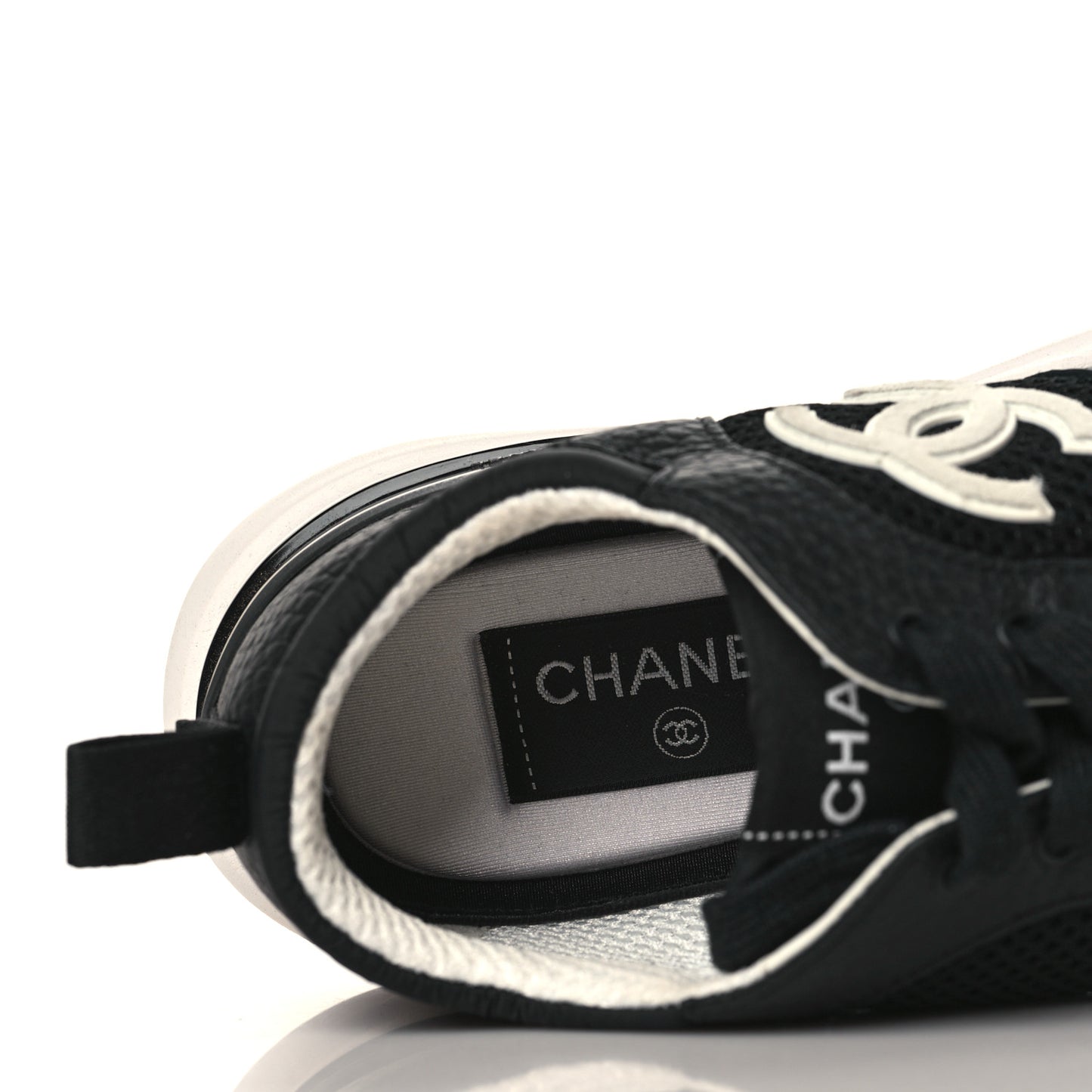Calfskin Mesh Lycra Suede Womens Logo Sneakers 36.5 Black