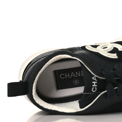 Chanel Calfskin Mesh Lycra Suede Womens Logo Sneakers 36.5 Black 6 of 7