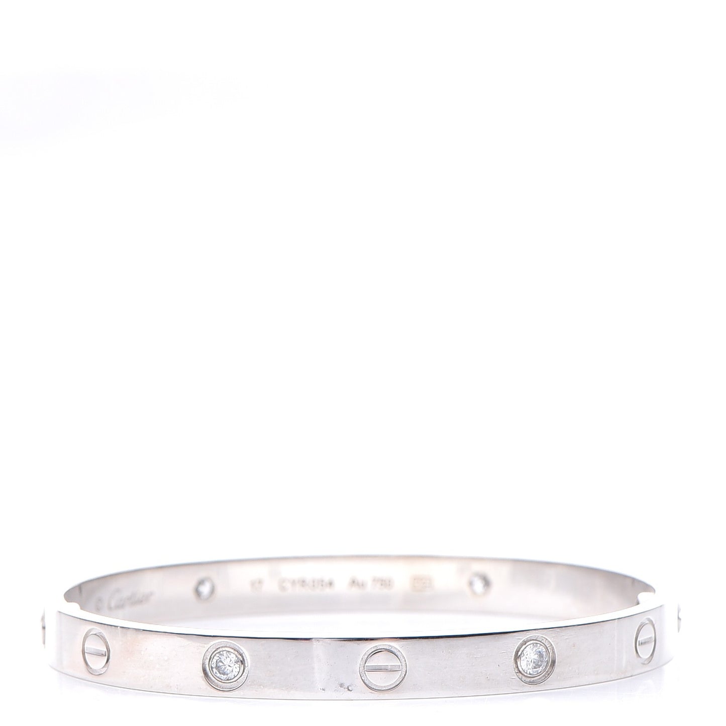 18K White Gold 4 Diamond LOVE Bracelet 17