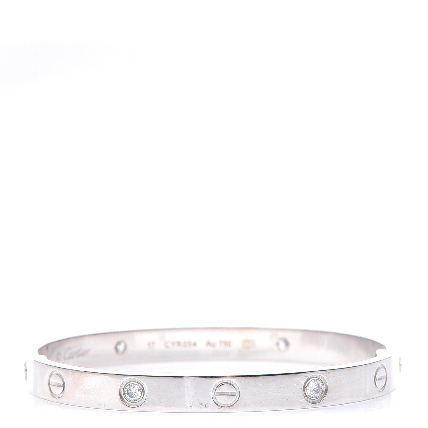 Cartier 18K White Gold 4 Diamond LOVE Bracelet 17 1 of 10