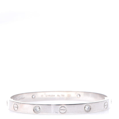 Cartier 18K White Gold 4 Diamond LOVE Bracelet 17 1 of 10