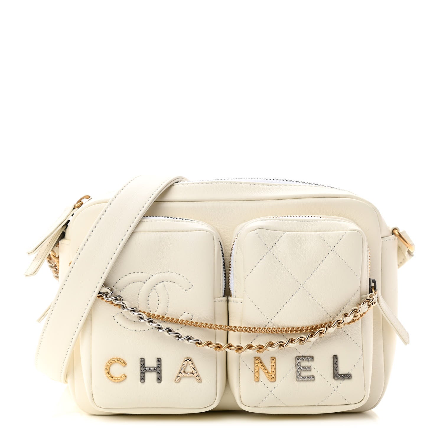 Chanel Calfskin Quilted Small Camera Case White 1 of 11