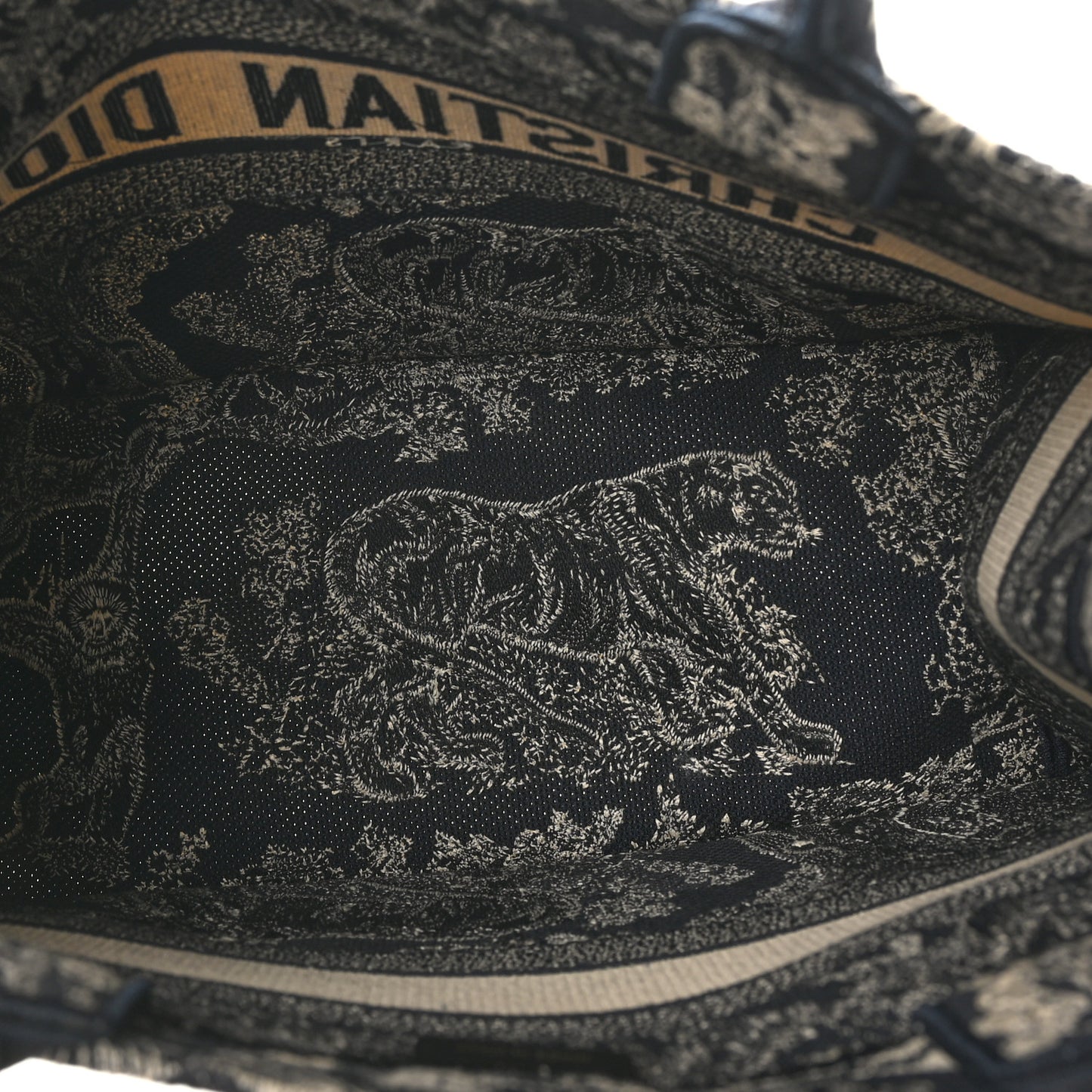 Canvas Embroidered Medium Toile De Jouy Reverse Book Tote Blue