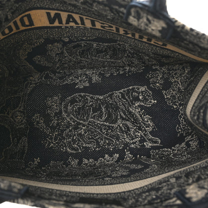 Christian Dior Canvas Embroidered Medium Toile De Jouy Reverse Book Tote Blue 5 of 10