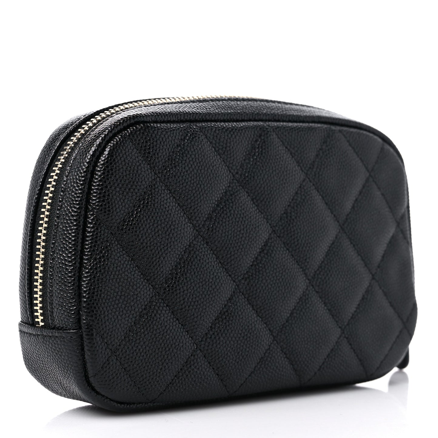 Caviar Quilted Curvy Pouch Cosmetic Case Black