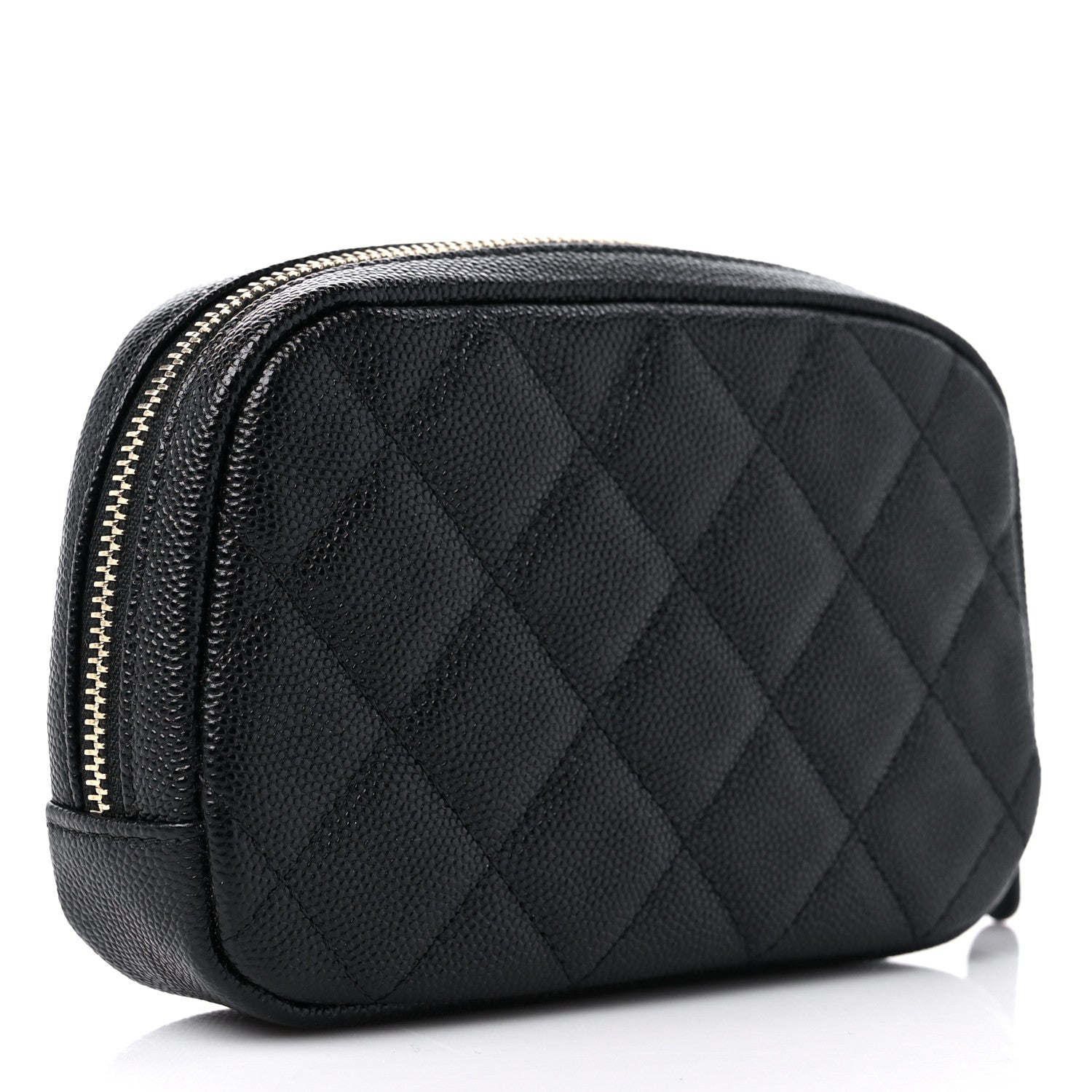 Chanel Caviar Quilted Curvy Pouch Cosmetic Case Black 3 of 10