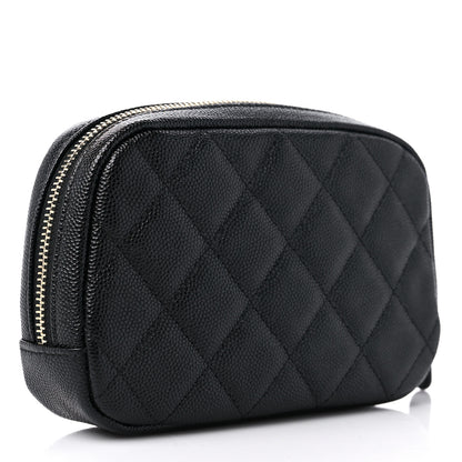 Chanel Caviar Quilted Curvy Pouch Cosmetic Case Black 3 of 10