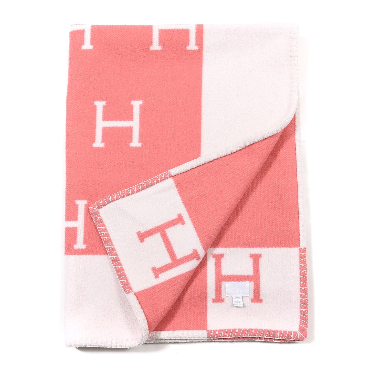 Wool Cashmere Avalon Baby Blanket Rose Airelle White