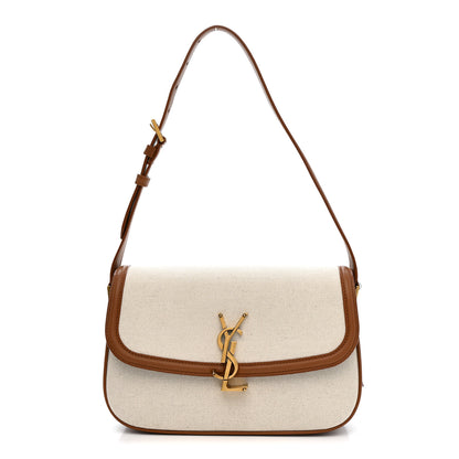 Saint Laurent Linen Calfskin Monogram Small Solferino Satchel Greggio Brick 1 of 10