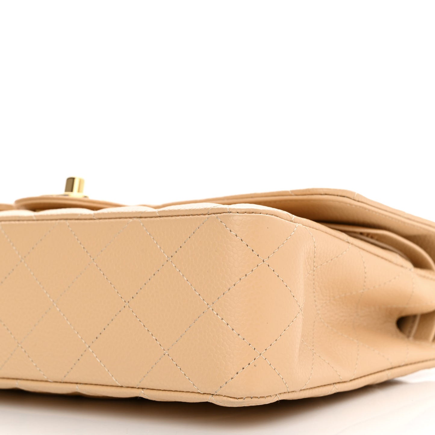 Caviar Quilted Medium Double Flap Beige