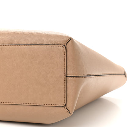 Burberry Grainy Calfskin Haymarket Check Medium Reversible Tote Camel 9 of 14