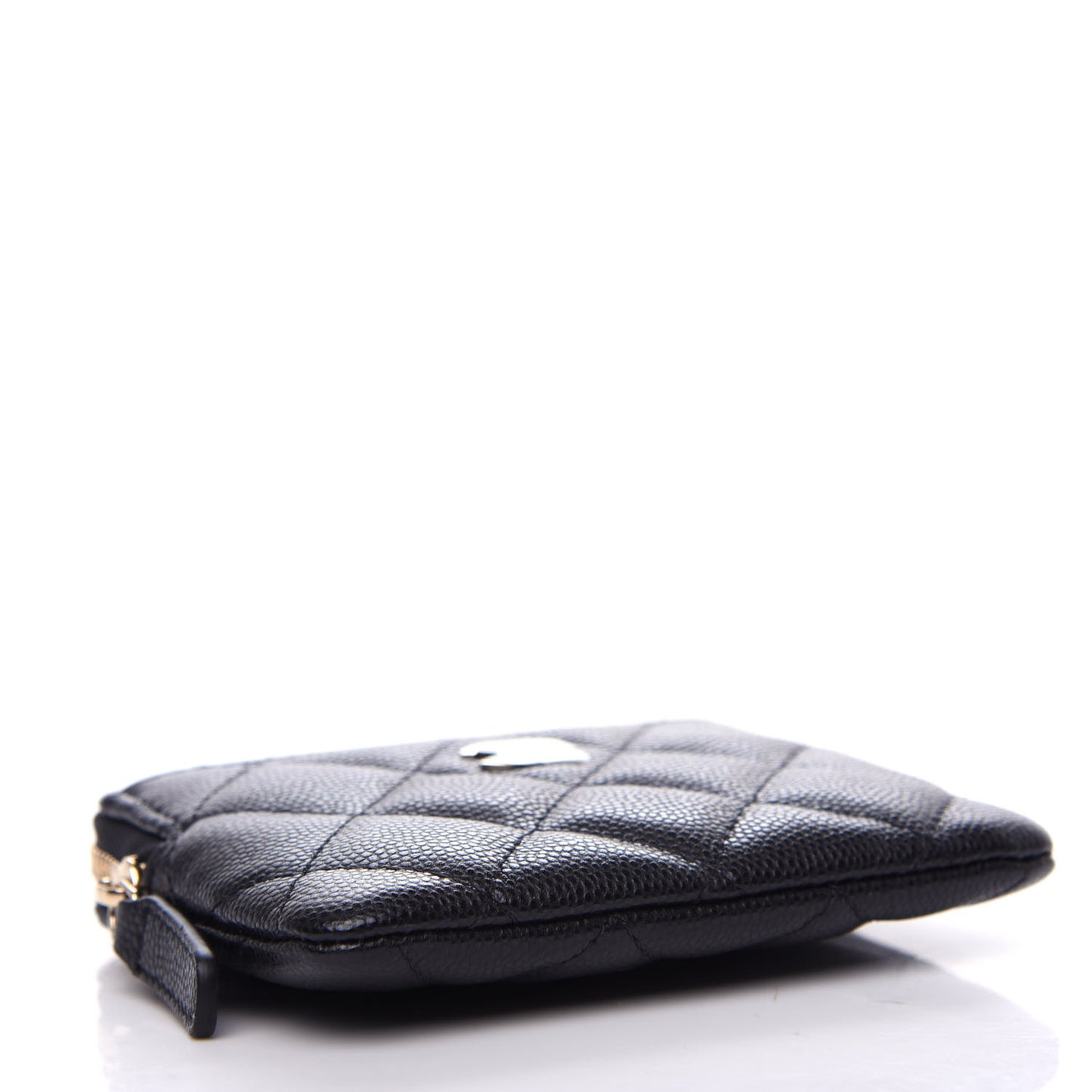 Caviar Quilted Zip Card Holder Wallet Black