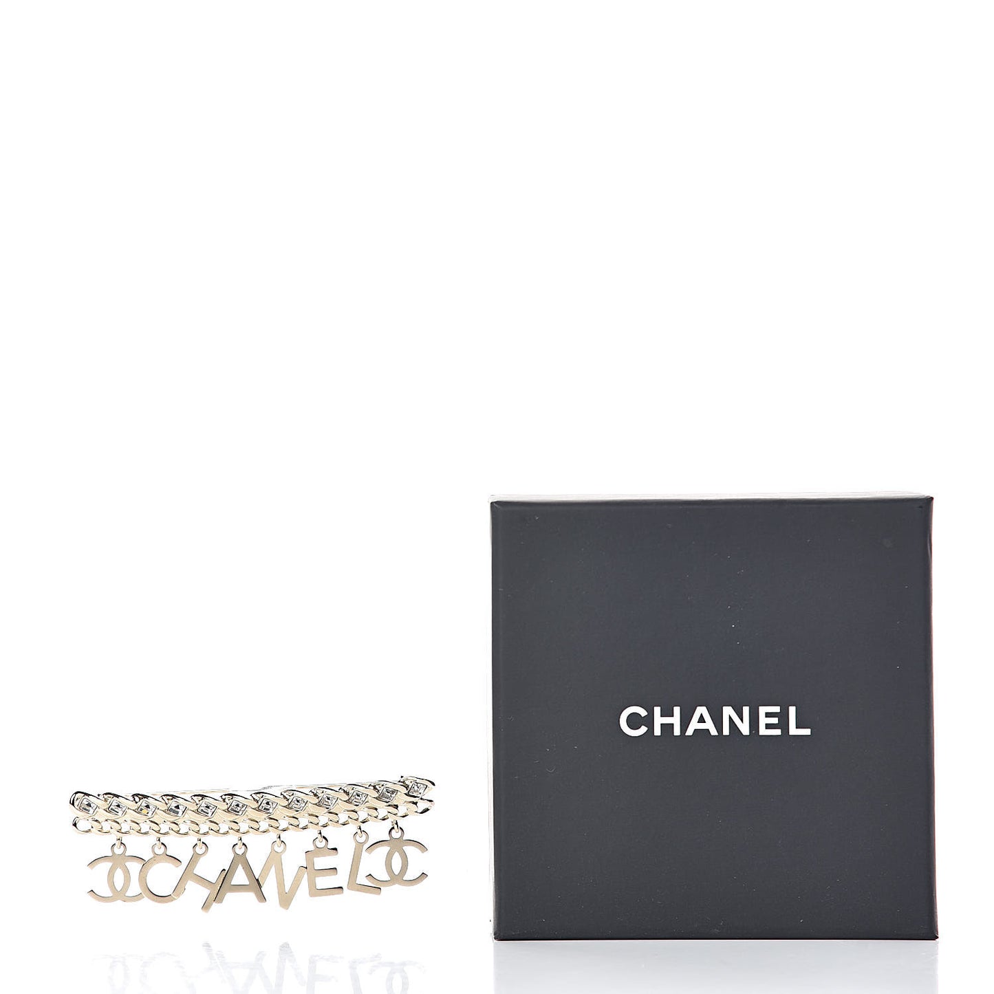 Crystal CC Logo Charms Brooch Gold