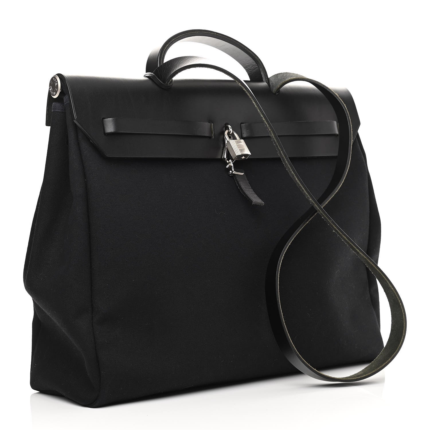 Hermes Toile Officier Vache Calfskin Herbag 39 GM Black 3 of 19