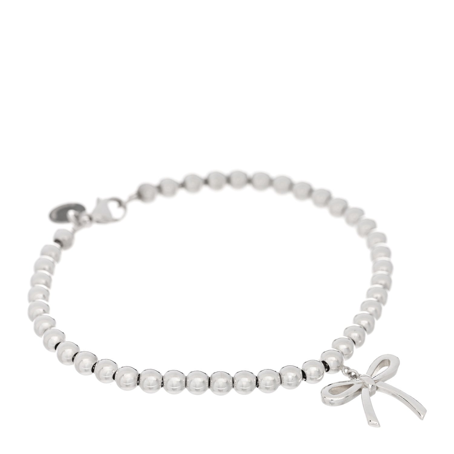 Tiffany Sterling Silver 4mm Bow Bead Bracelet 1 of 3