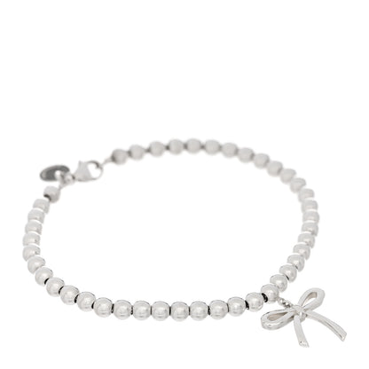 Tiffany Sterling Silver 4mm Bow Bead Bracelet 1 of 3