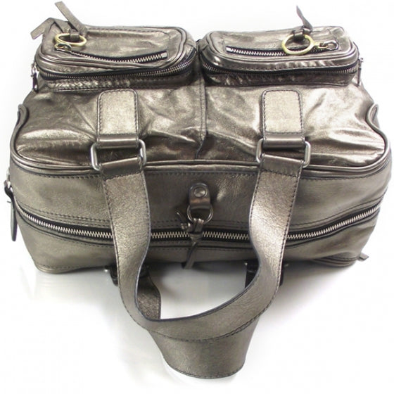 Metallic Calfskin Large Betty Shoulder Bag Argent