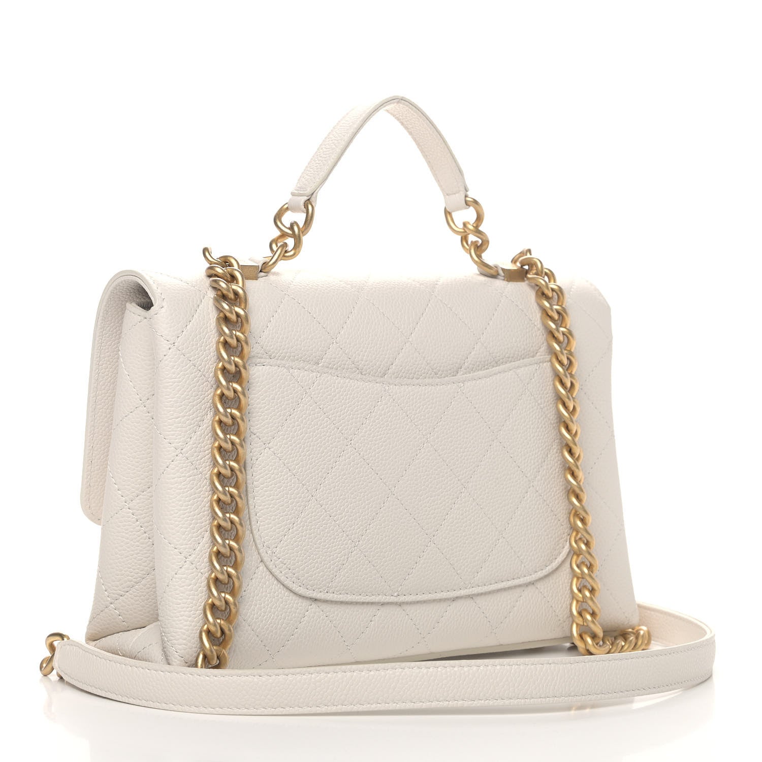 Chanel Grained Calfskin Small Stitched Flap White 2 of 6