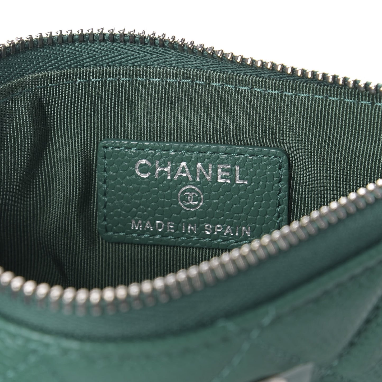 Caviar Quilted Small Cosmetic Case Green