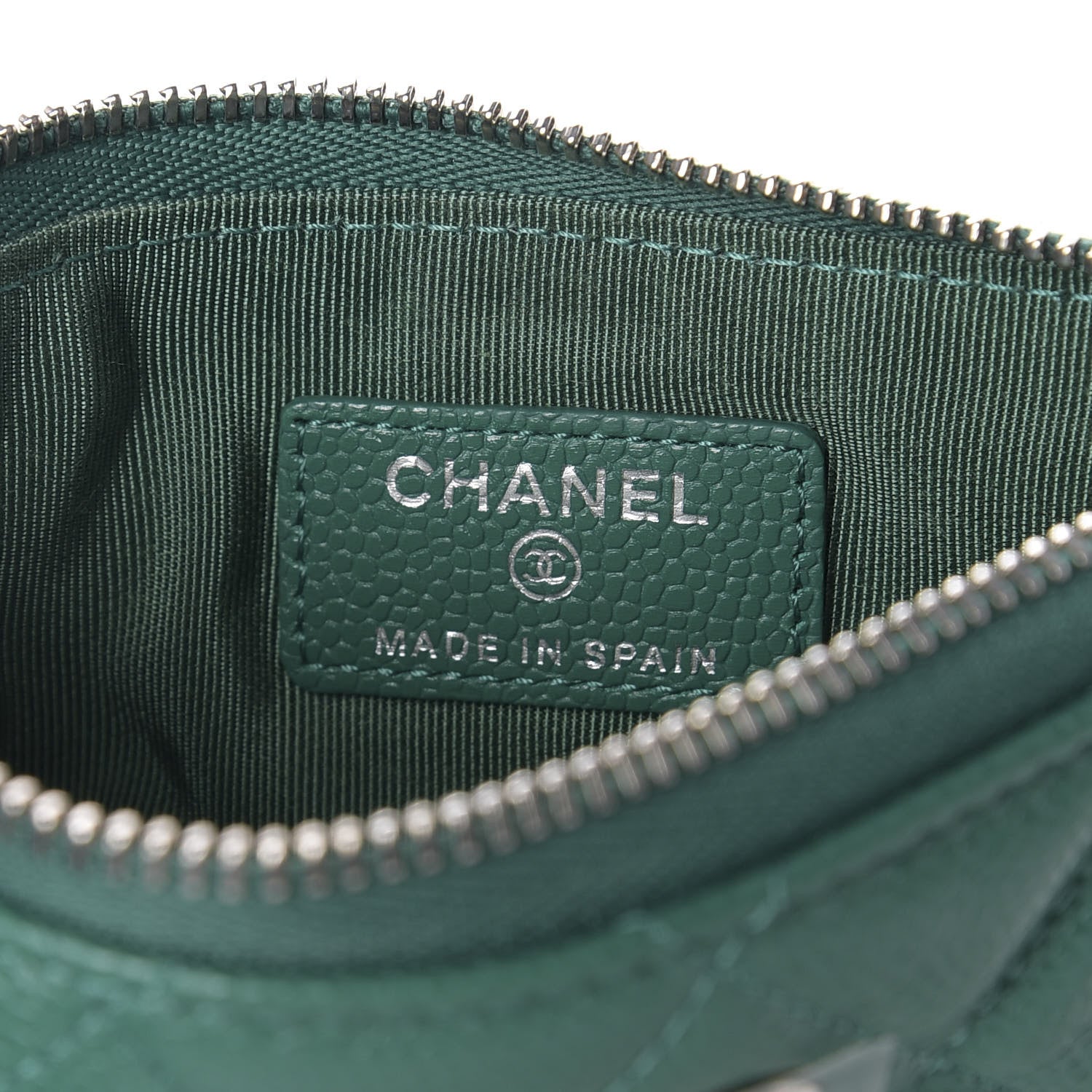 Chanel Caviar Quilted Small Cosmetic Case Green 6 of 7