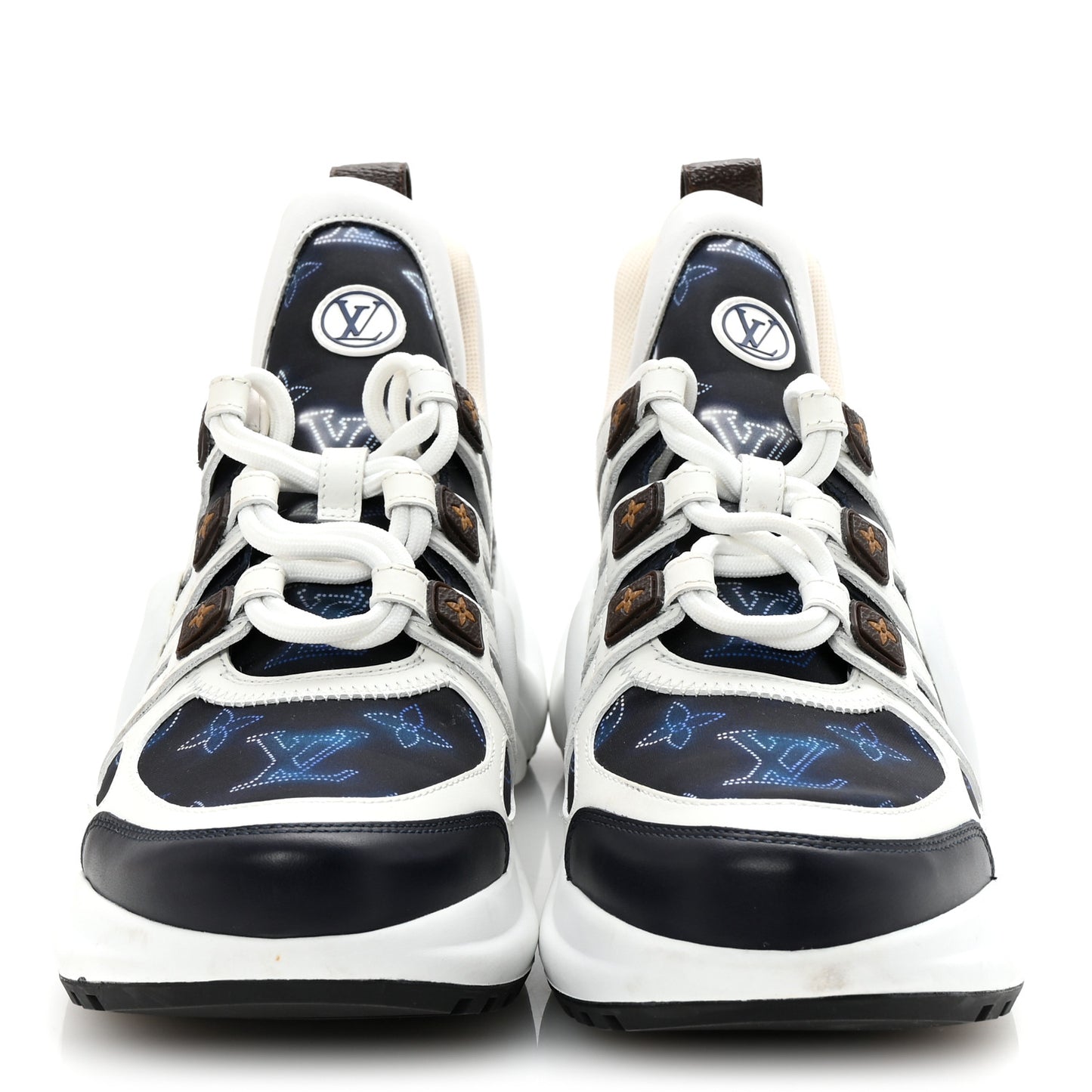 Calfskin LV Nylon Flight Mode Archlight Sneaker 38 Navy Blue
