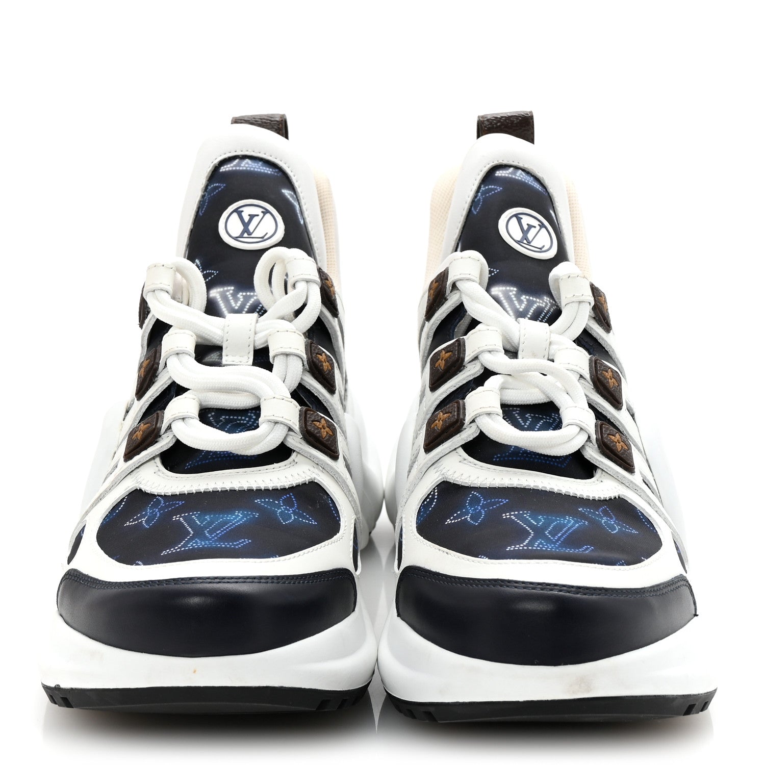Louis Vuitton Calfskin LV Nylon Flight Mode Archlight Sneaker 38 Navy Blue 3 of 9