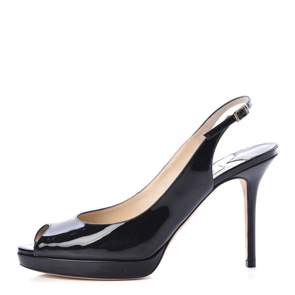 Jimmy Choo Patent Nova Slingback Pumps 39.5 Black 1 of 7