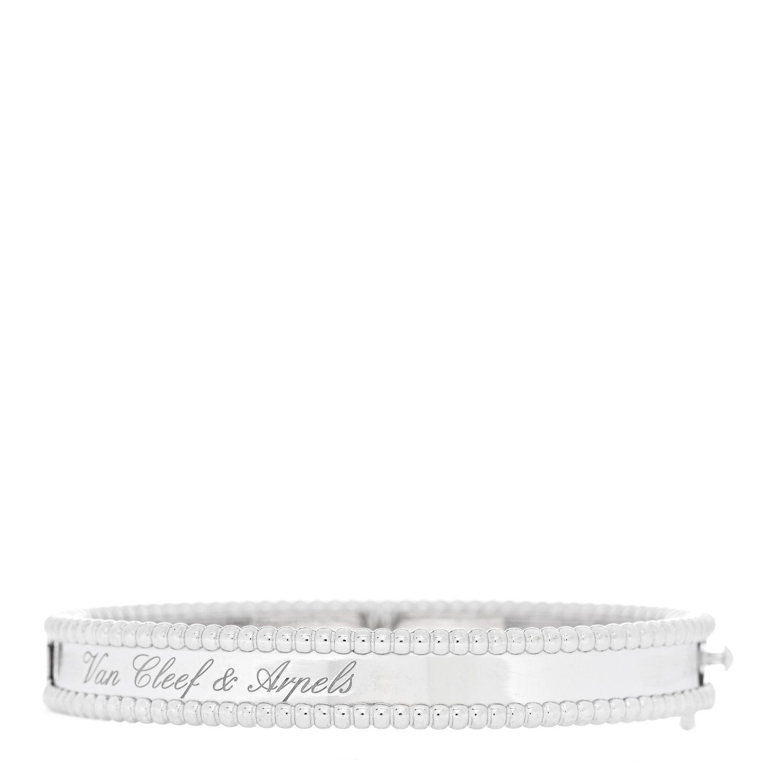 Van Cleef & Arpels 18K White Gold Perlee Signature Bangle Bracelet XS 1 of 4