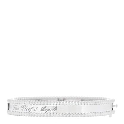 Van Cleef & Arpels 18K White Gold Perlee Signature Bangle Bracelet XS 1 of 4