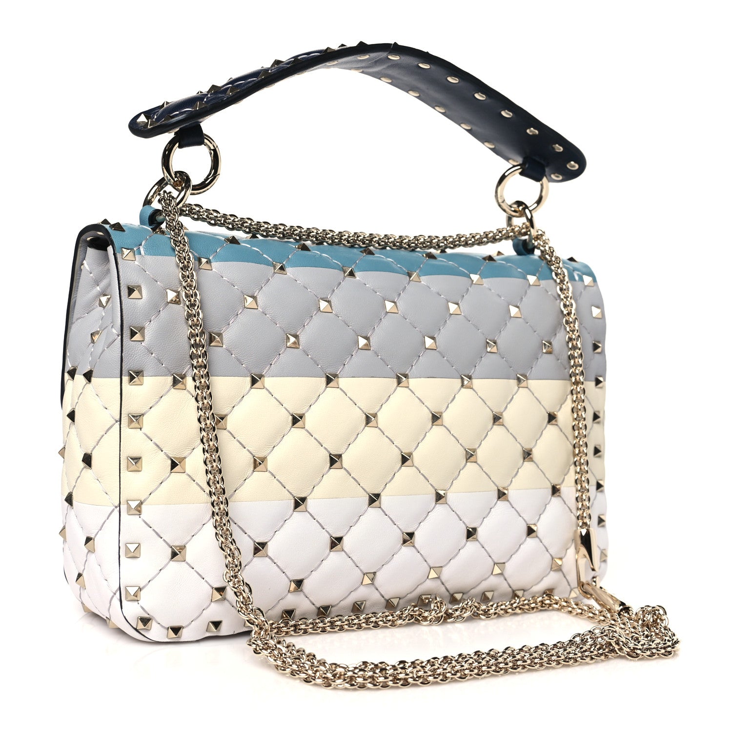 Valentino Garavani Nappa Medium Rockstud Spike Striped Shoulder Bag Multicolor 3 of 8