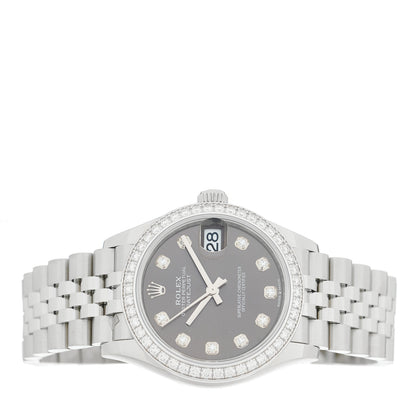 Rolex Stainless Steel 18K White Gold Diamond Bezel 31mm Oyster Perpetual Datejust Watch Dark Grey 278384RBR 2 of 5
