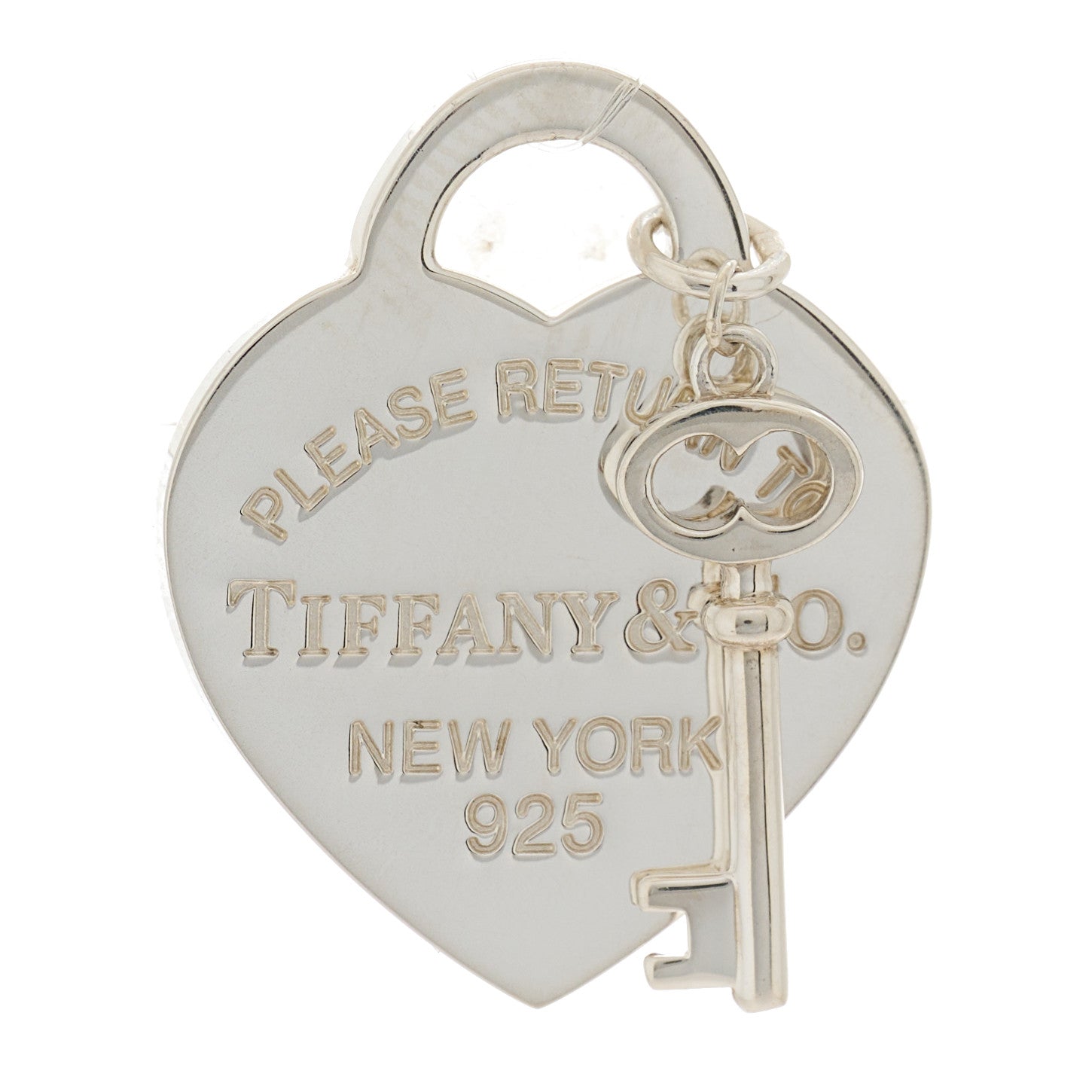 Tiffany Sterling Silver Return to Tiffany Heart Tag Key Charm 1 of 3