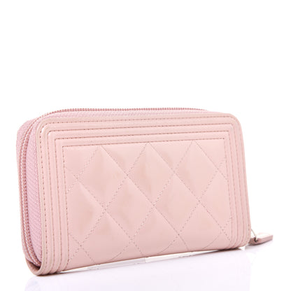 Chanel Patent Quilted Small Boy Zip Around Wallet Light Pink 3 of 10