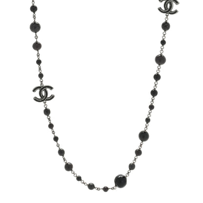 Chanel Ruthenium Enamel Beaded CC Long Necklace Black 1 of 4