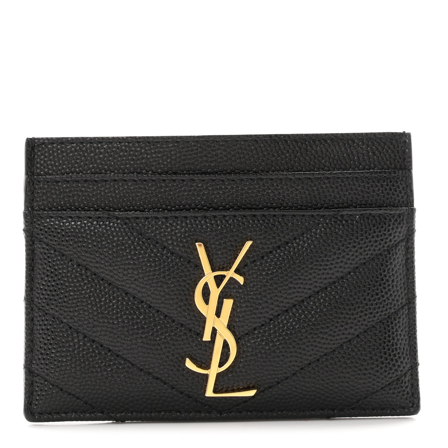 Grain De Poudre Matelasse Chevron Monogram Credit Card Case Black