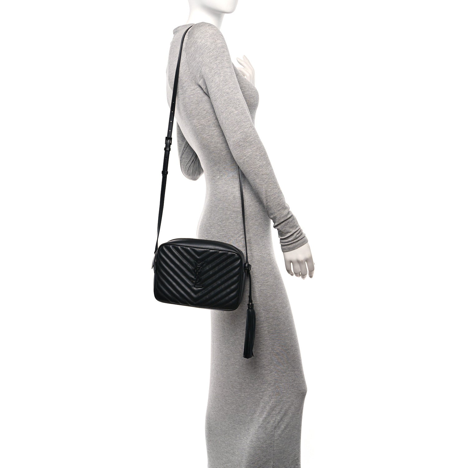 Saint Laurent Calfskin Matelasse Monogram Monochrome Lou Camera Bag Black 2 of 11