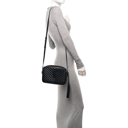 Saint Laurent Calfskin Matelasse Monogram Monochrome Lou Camera Bag Black 2 of 11