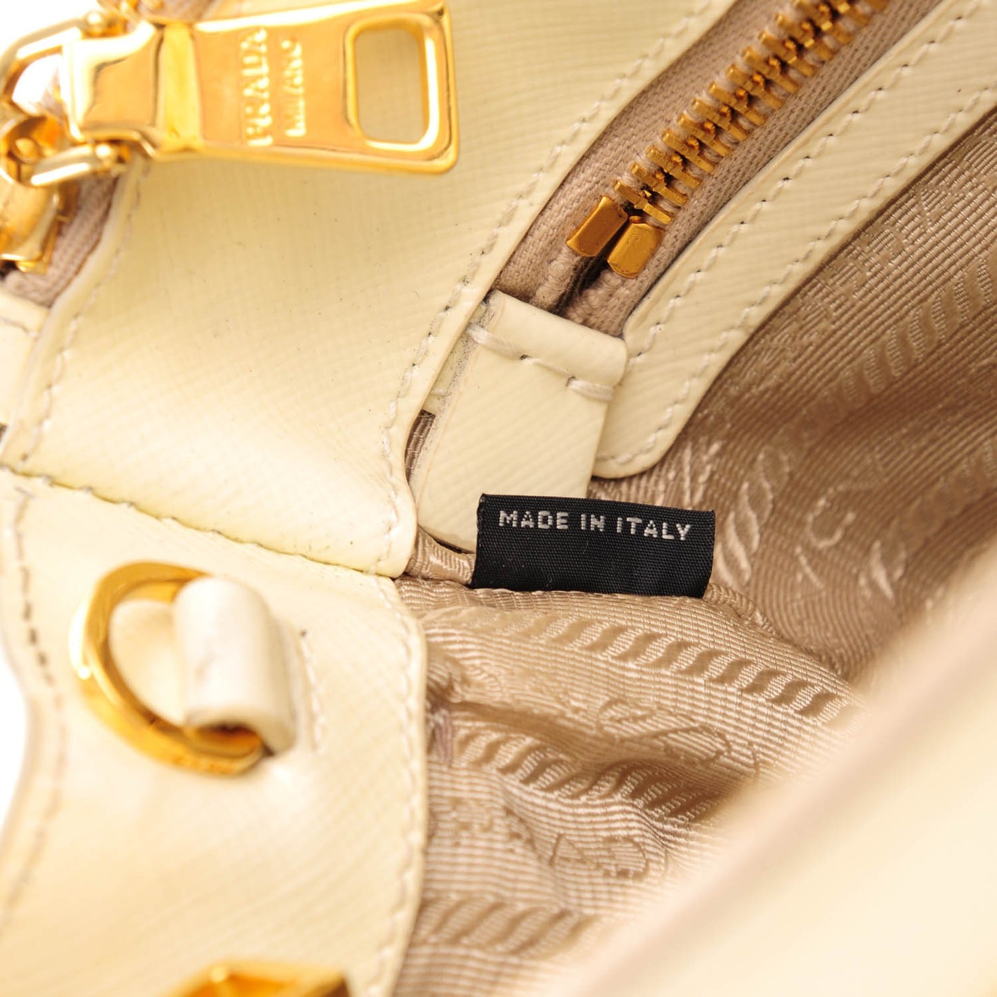Saffiano Vernice Mini Galleria Double Zip Tote Bianco
