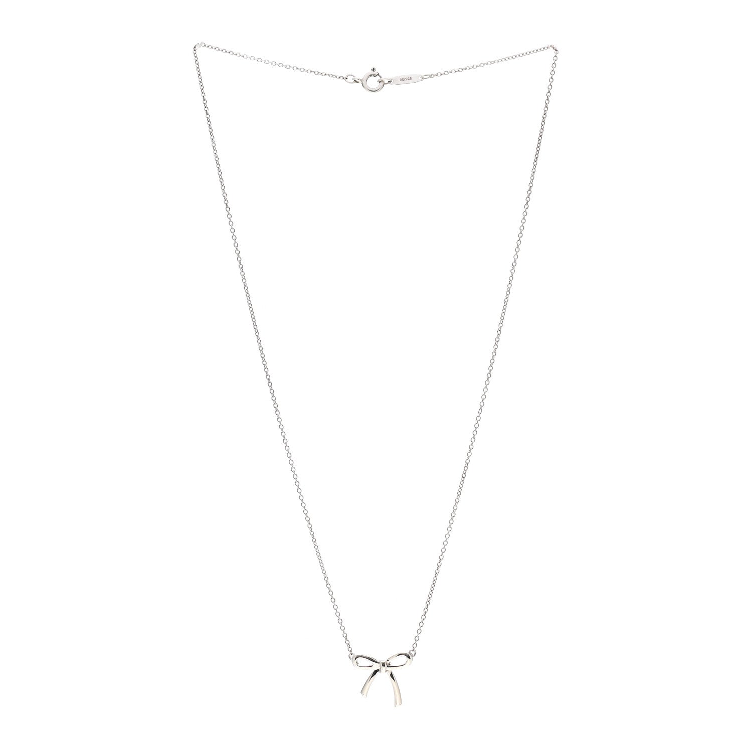 Tiffany Sterling Silver Small Bow Pendant Necklace 3 of 4