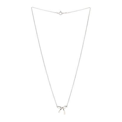 Tiffany Sterling Silver Small Bow Pendant Necklace 3 of 4